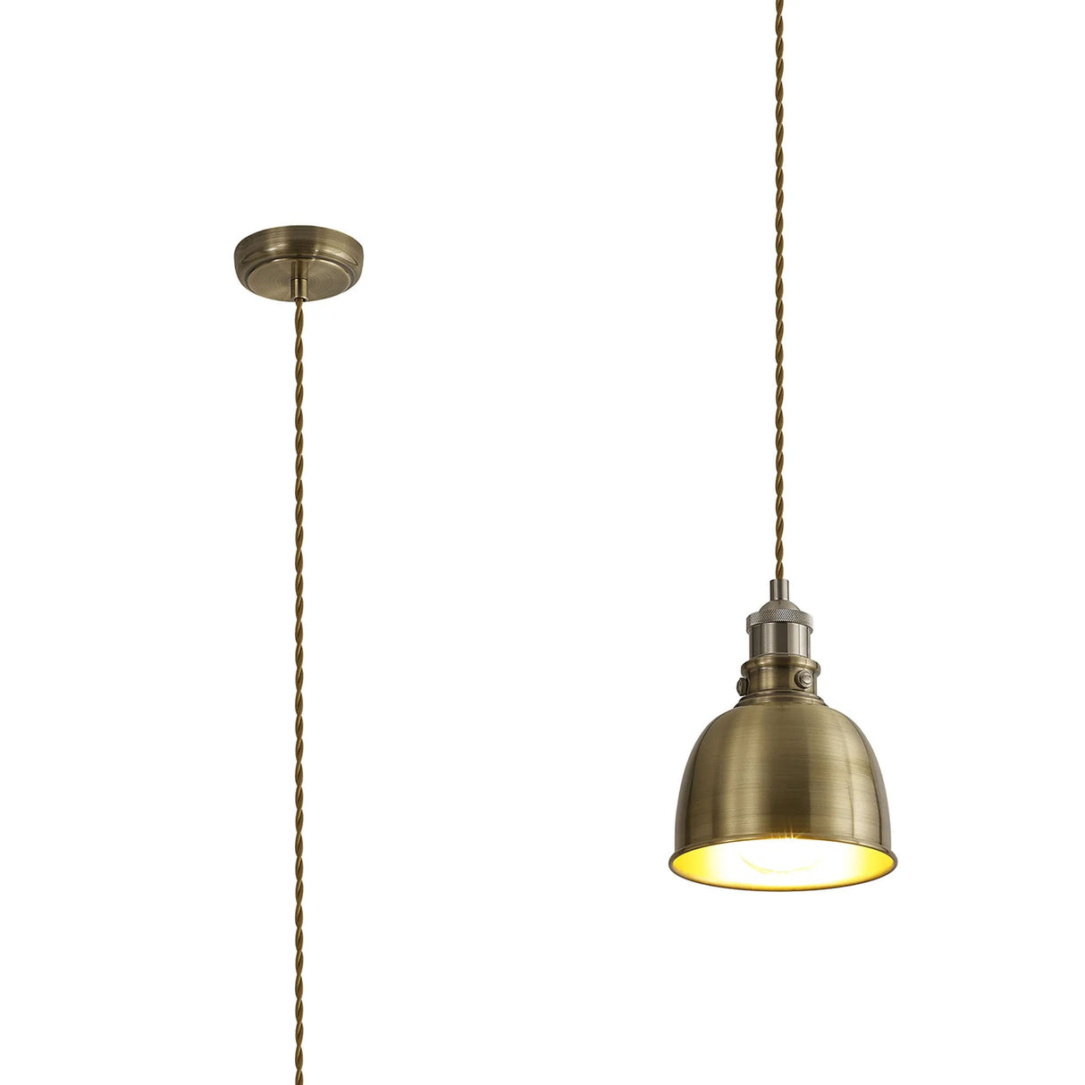 Entwistle Small Pendant, 1 x E27, Satin Nickel/Antique Brass/Gold