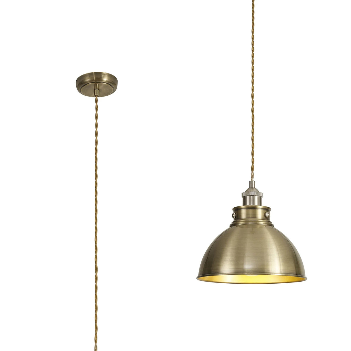 Entwistle Medium Pendant, 1 x E27, Satin Nickel/Antique Brass/Gold