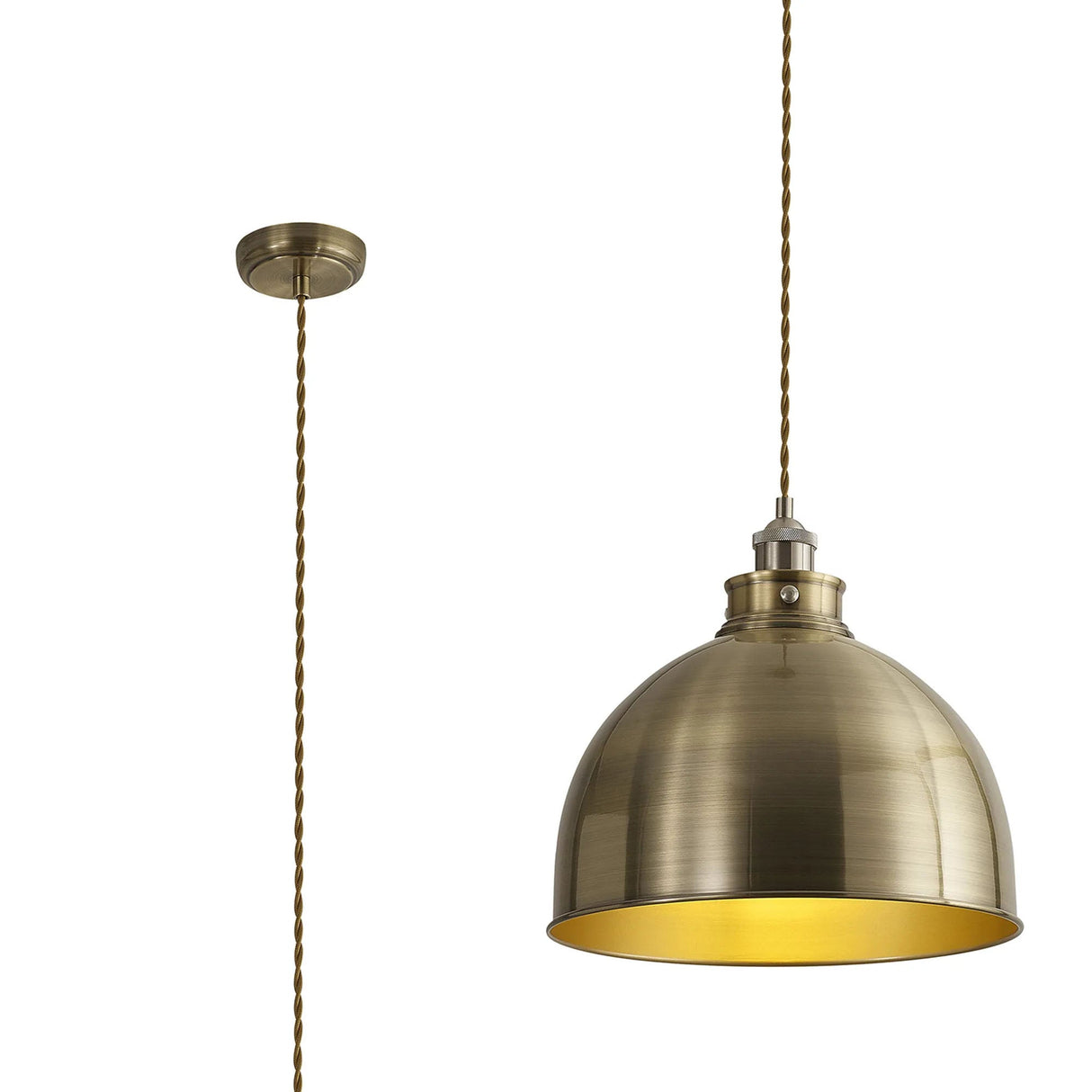 Entwistle Large Pendant, 1 x E27, Satin Nickel/Antique Brass/Gold