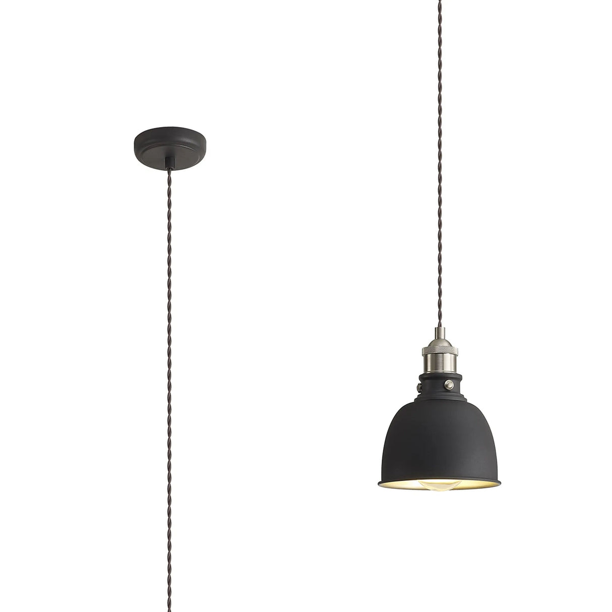 Entwistle Small Pendant, 1 x E27, Graphite/Satin Nickel/Silver