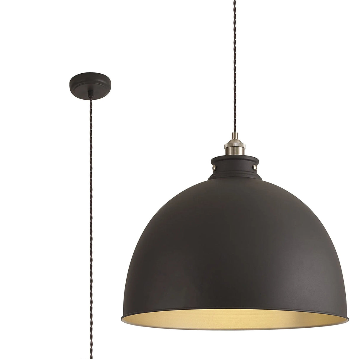 Entwistle Xtra Large Pendant, 1 x E27, Graphite/Satin Nickel/Silver