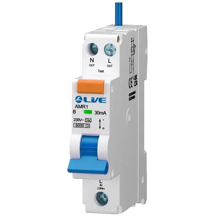 Live Electrical AMR B-030 Type A Single Module Various Amps B Curve 30mA RCBO