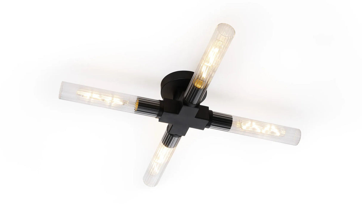 Ferdinand 4 Light Ceiling, E27, IP44, Satin Black