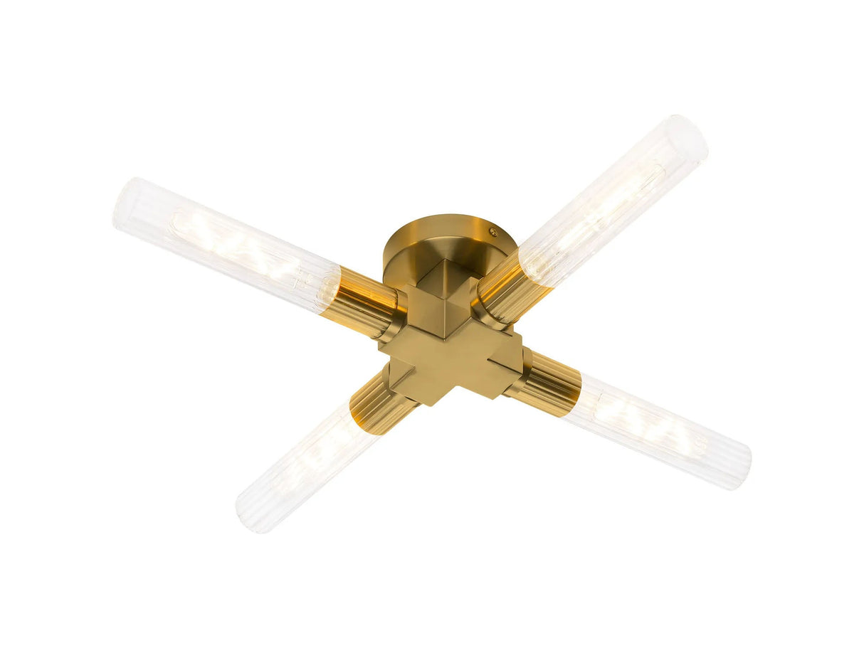 Ferdinand 4 Light Ceiling, E27, IP44, Gold