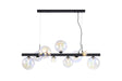 Ferguson Linear Pendant, 9 x G9, Satin Black, Iridescent Plated Glass