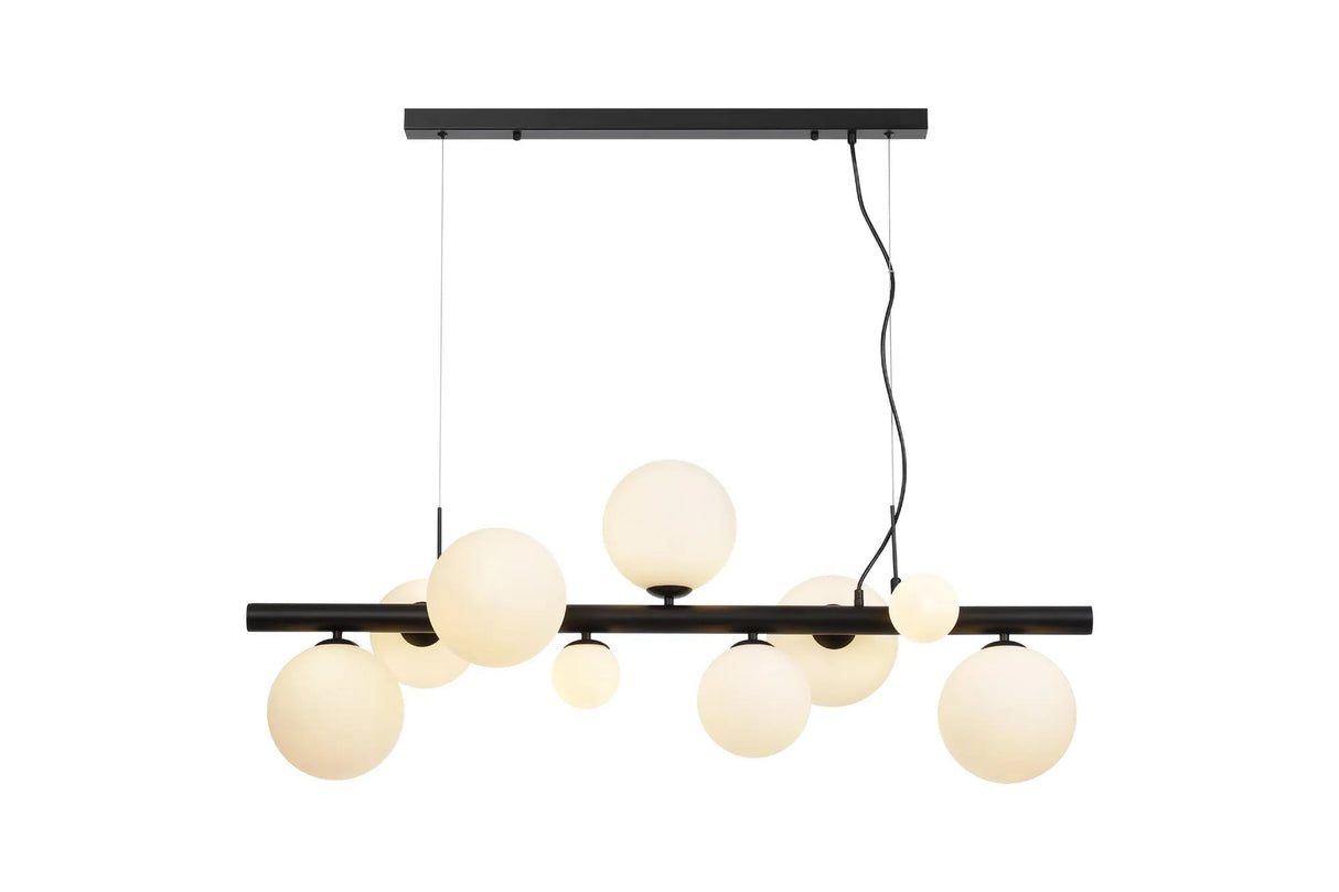 Ferguson Linear Pendant, 9 x G9, Satin Black, Opal Glass