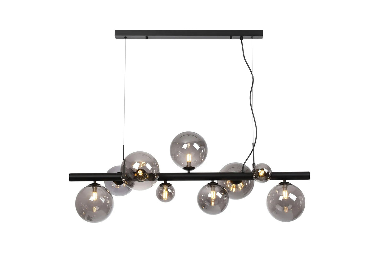 Ferguson Linear Pendant, 9 x G9, Satin Black, Smoke Plated Glass