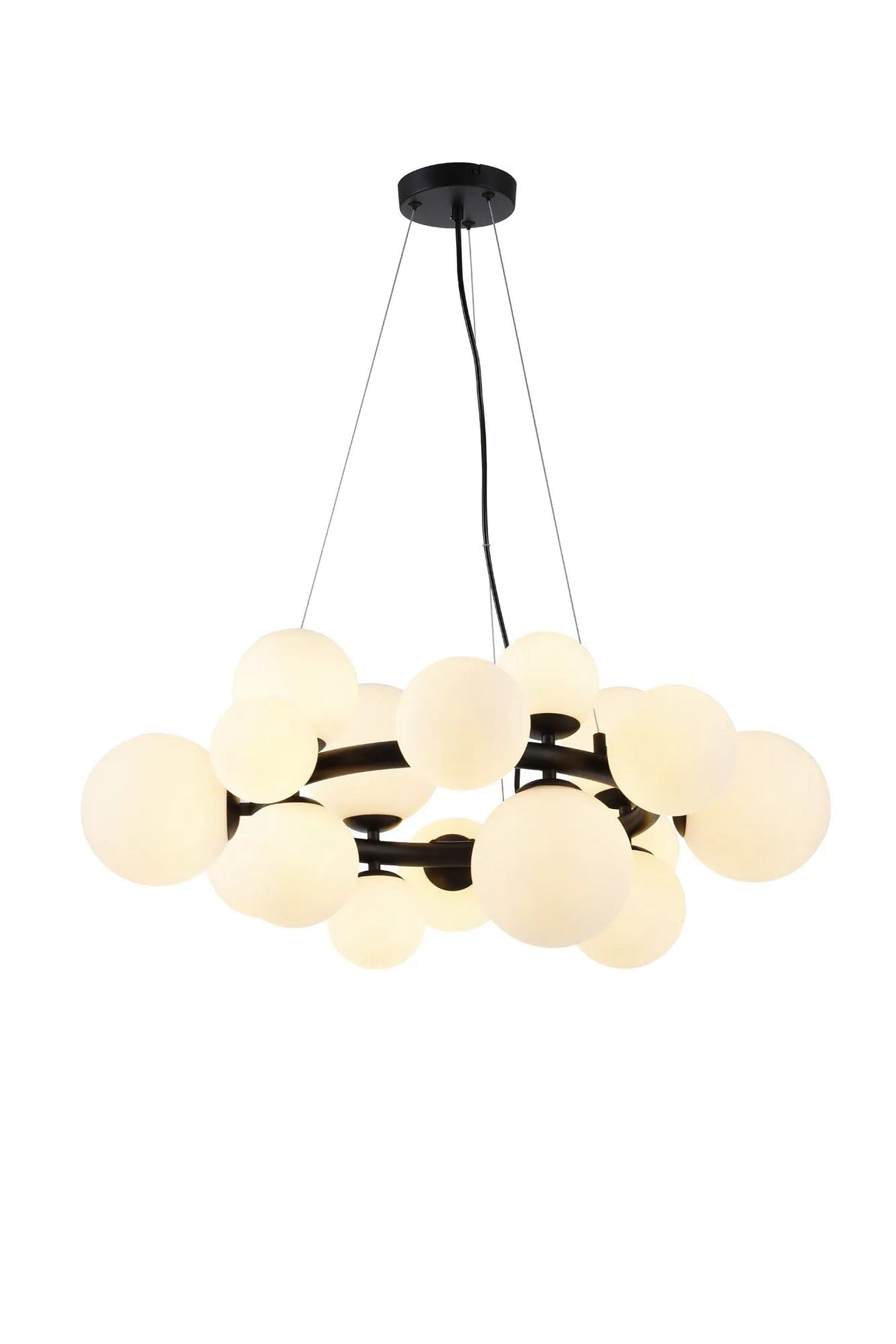 Ferguson Circular Pendant, 16 x G9, Satin Black, Opal Glass