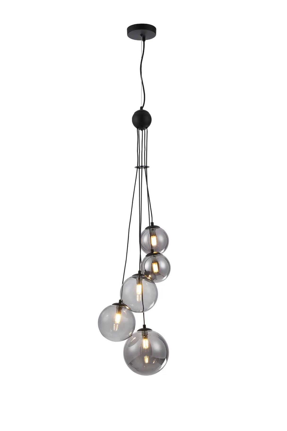 Ferguson Pendant, 5 x G9, Satin Black, Smoke Plated Glass