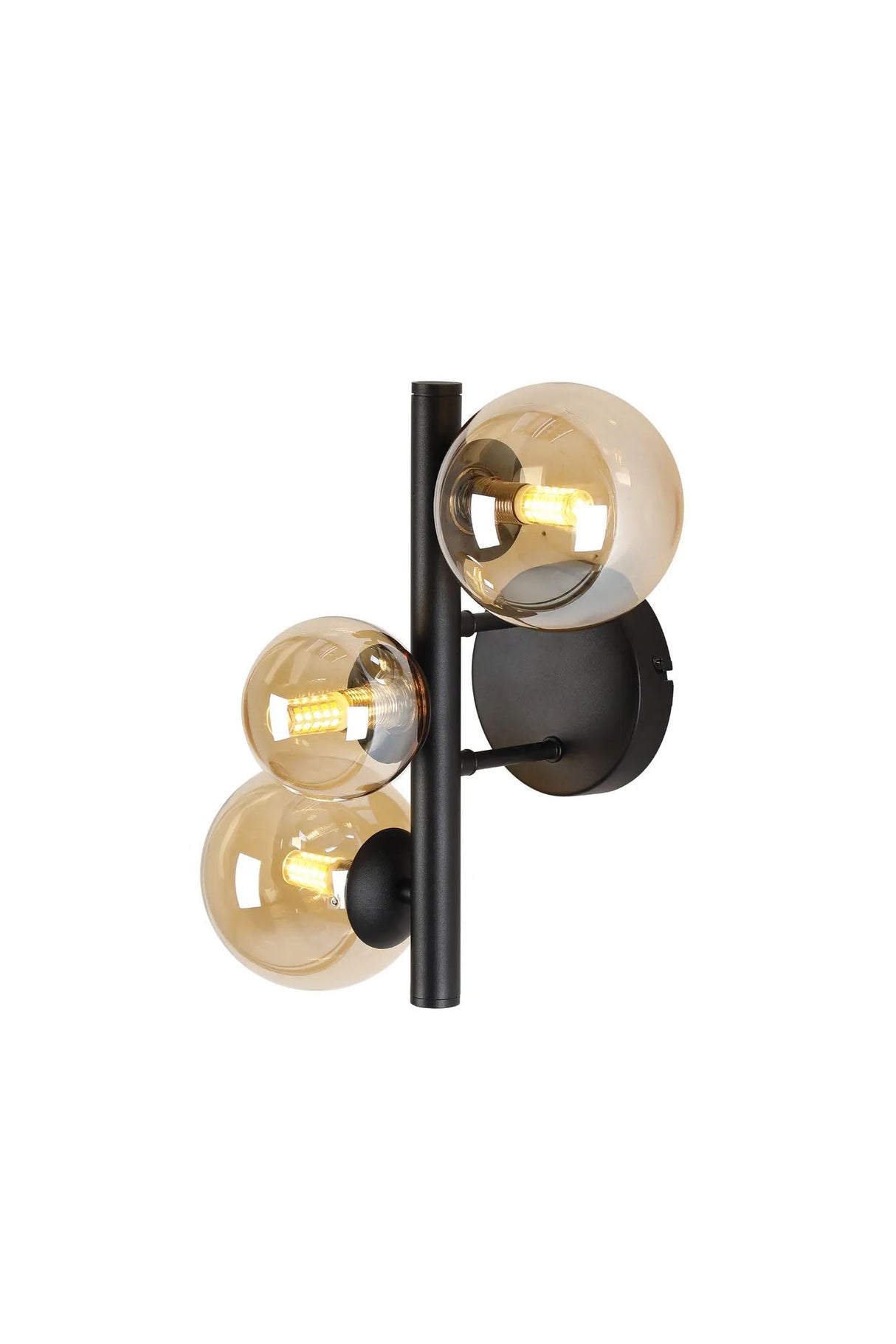 Ferguson Wall Lamp, 3 x G9, Satin Black, Amber Plated Glass