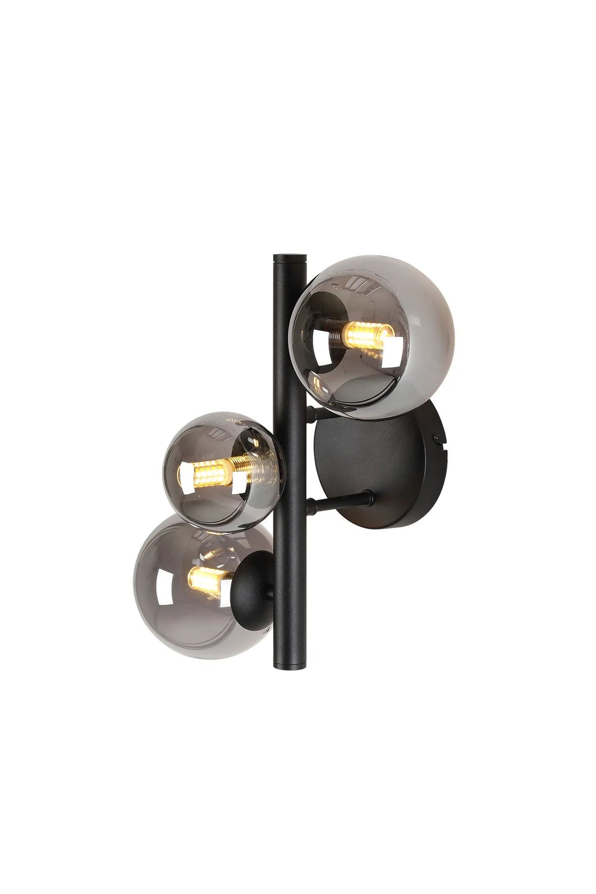 Ferguson Wall Lamp, 3 x G9, Satin Black, Smoke Plated Glass