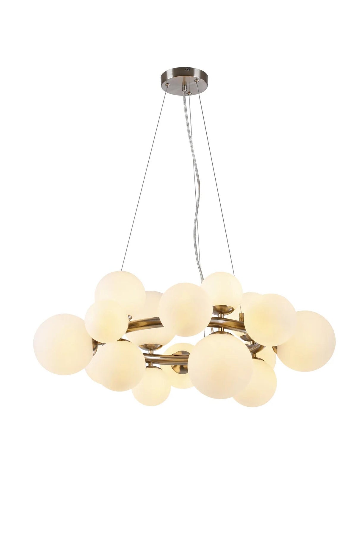 Ferguson Circular Pendant, 16 x G9, Satin Nickel, Opal Glass