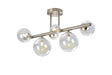 Ferguson Semi Flush Ceiling Light, 6 x G9, Satin Nickel, Iridescent Plated Glass