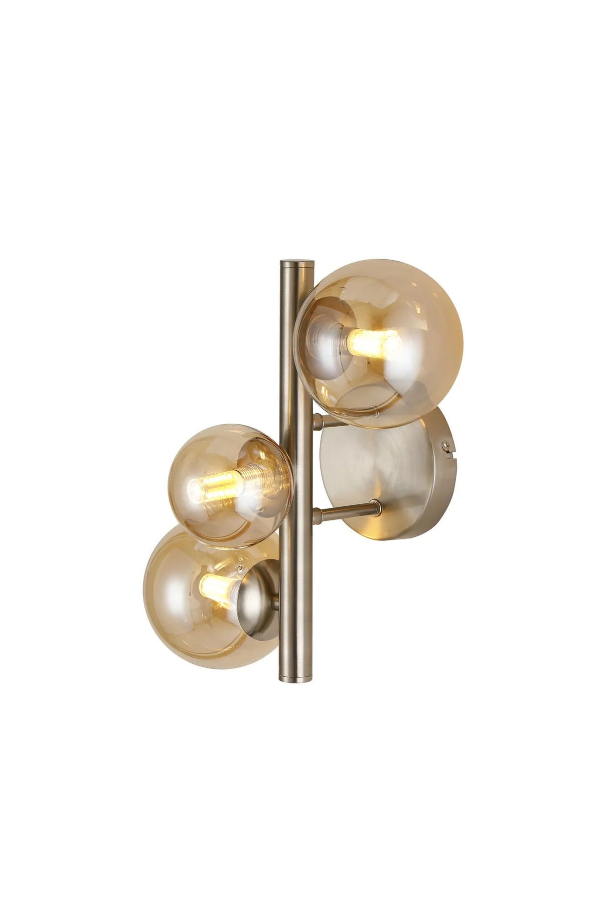 Ferguson Wall Lamp, 3 x G9, Satin Nickel, Amber Plated Glass