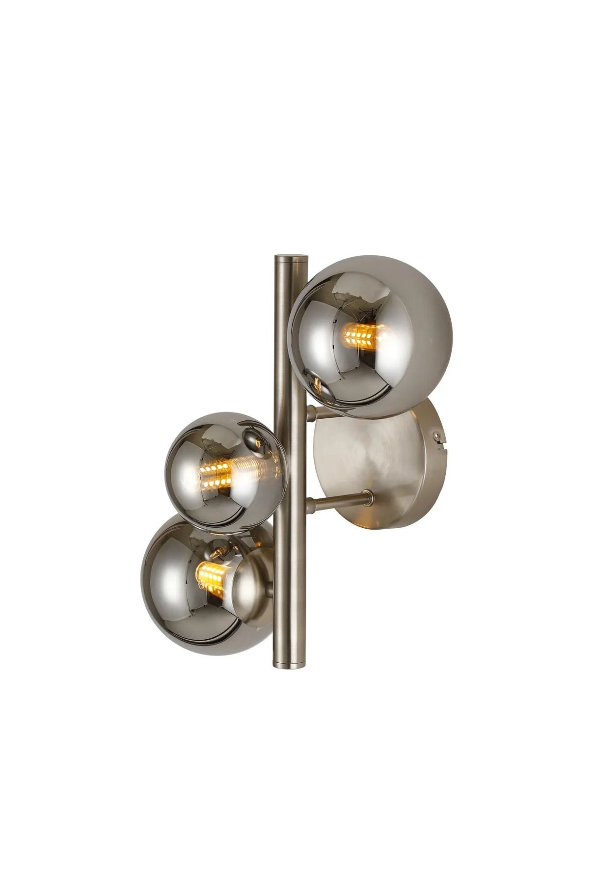 Ferguson Wall Lamp, 3 x G9, Satin Nickel, Chrome Plated Glass