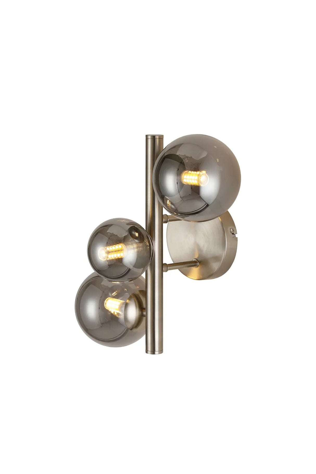 Ferguson Wall Lamp, 3 x G9, Satin Nickel, Smoke Plated Glass