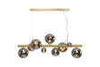 Ferguson Linear Pendant, 9 x G9, Satin Gold, Chrome Plated Glass
