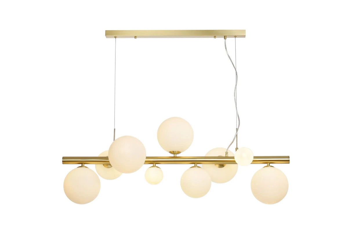 Ferguson Linear Pendant, 9 x G9, Satin Gold, Opal Glass
