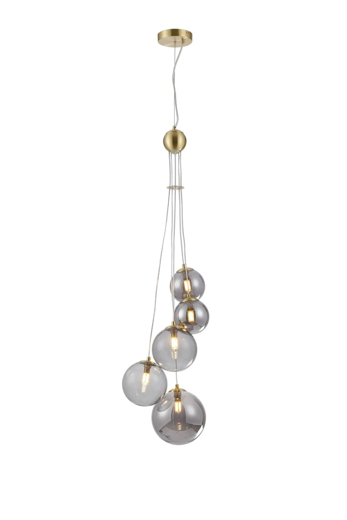 Ferguson Pendant, 5 x G9, Satin Gold, Smoke Plated Glass