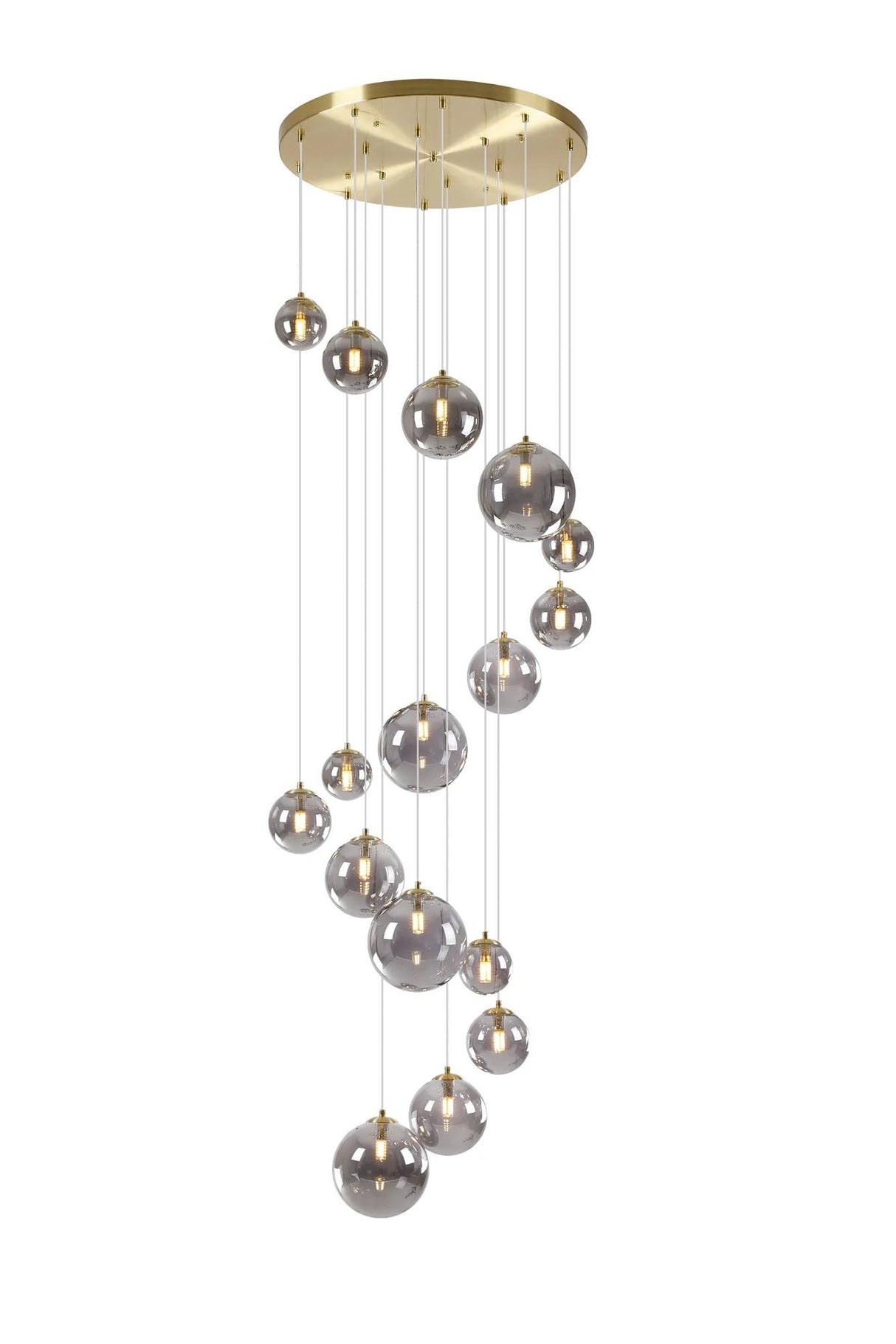 Ferguson Pendant, 16 x G9, Satin Gold, Smoke Plated Glass
