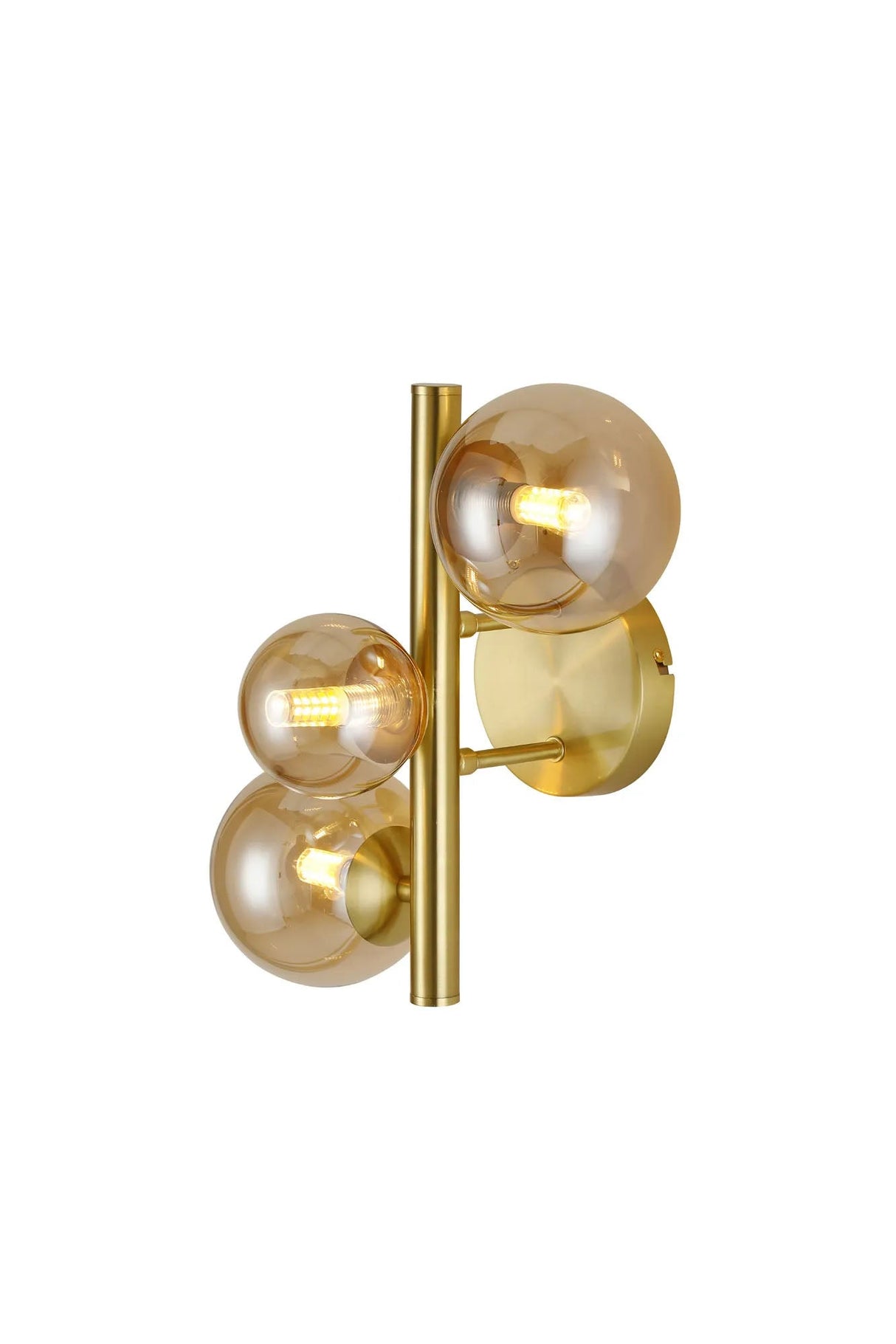 Ferguson Wall Lamp, 3 x G9, Satin Gold, Amber Plated Glass