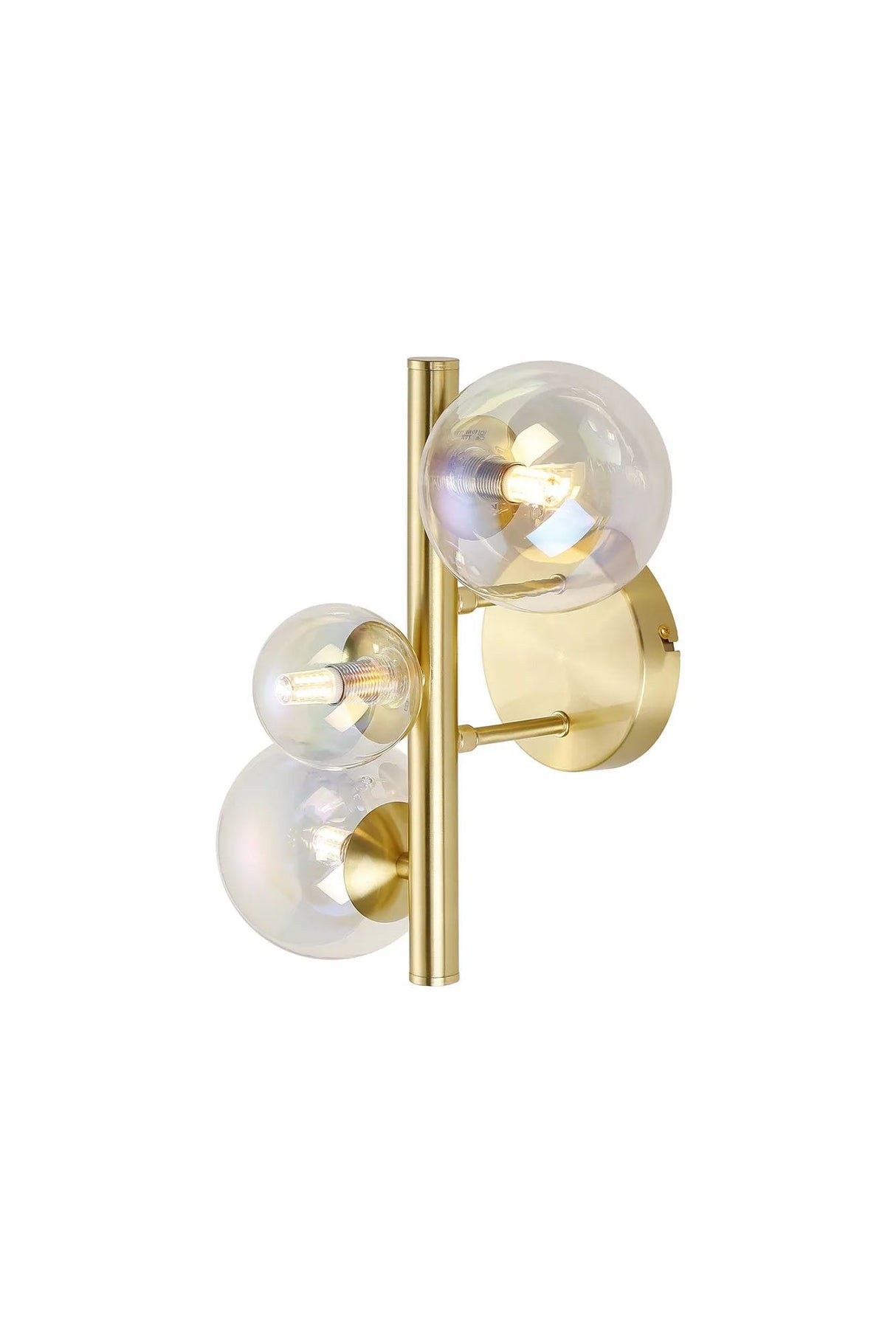 Ferguson Wall Lamp, 3 x G9, Satin Gold, Iridescent Plated Glass