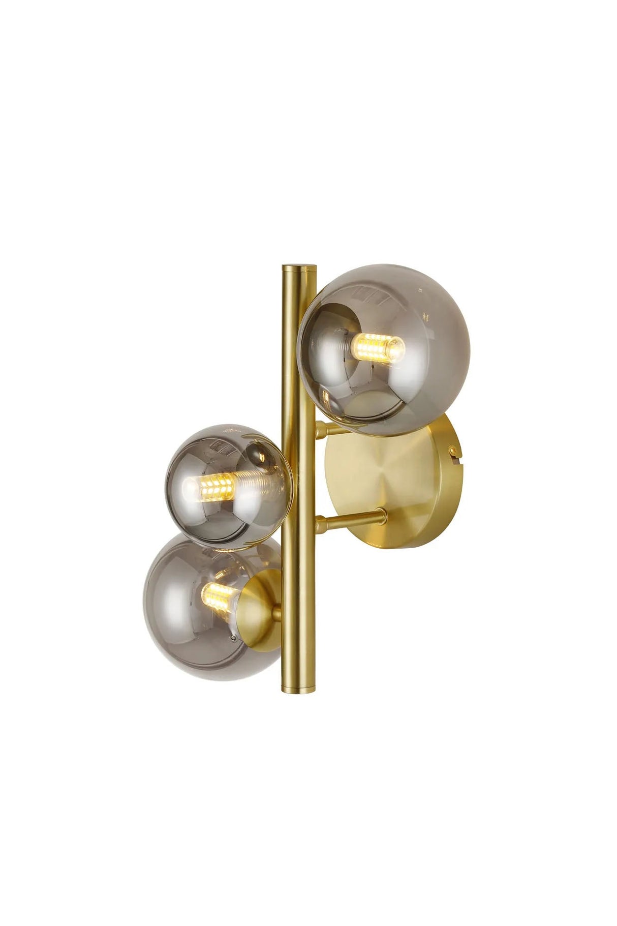 Ferguson Wall Lamp, 3 x G9, Satin Gold, Smoke Plated Glass