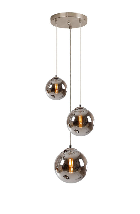 Ferguson Round Pendant, 3 x G9, Satin Nickel/Chrome