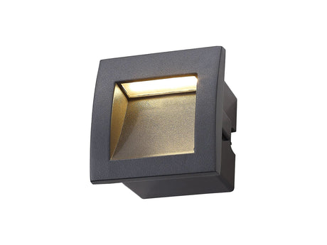 Flowers Square Recessed Wall Light 3W LED IP65 Dark Grey