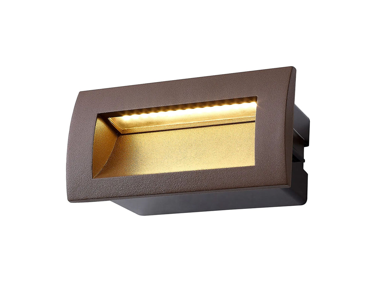 Flowers Rectangle Recessed Wall Light 3W LED IP65 Dark Brown