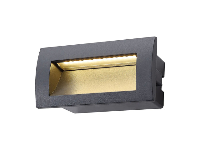 Flowers Rectangle Recessed Wall Light 3W LED IP65 Dark Grey