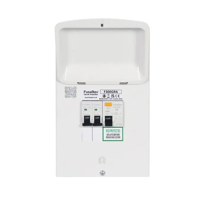 FUSEBOX F300GRA 2-WAY GARAGE UNIT WITH 63A RCD, 6A & 16A MCB
