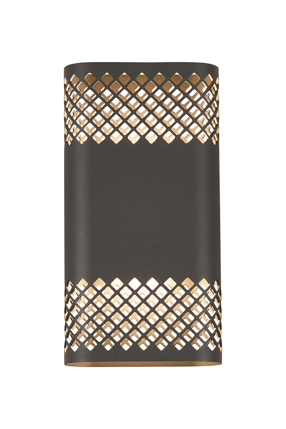 Galloway Wall Lamp With 160 x 305mm Mesh Diamond Pattern Shade, 2 x 6.5W LED, IP65, Anthracite