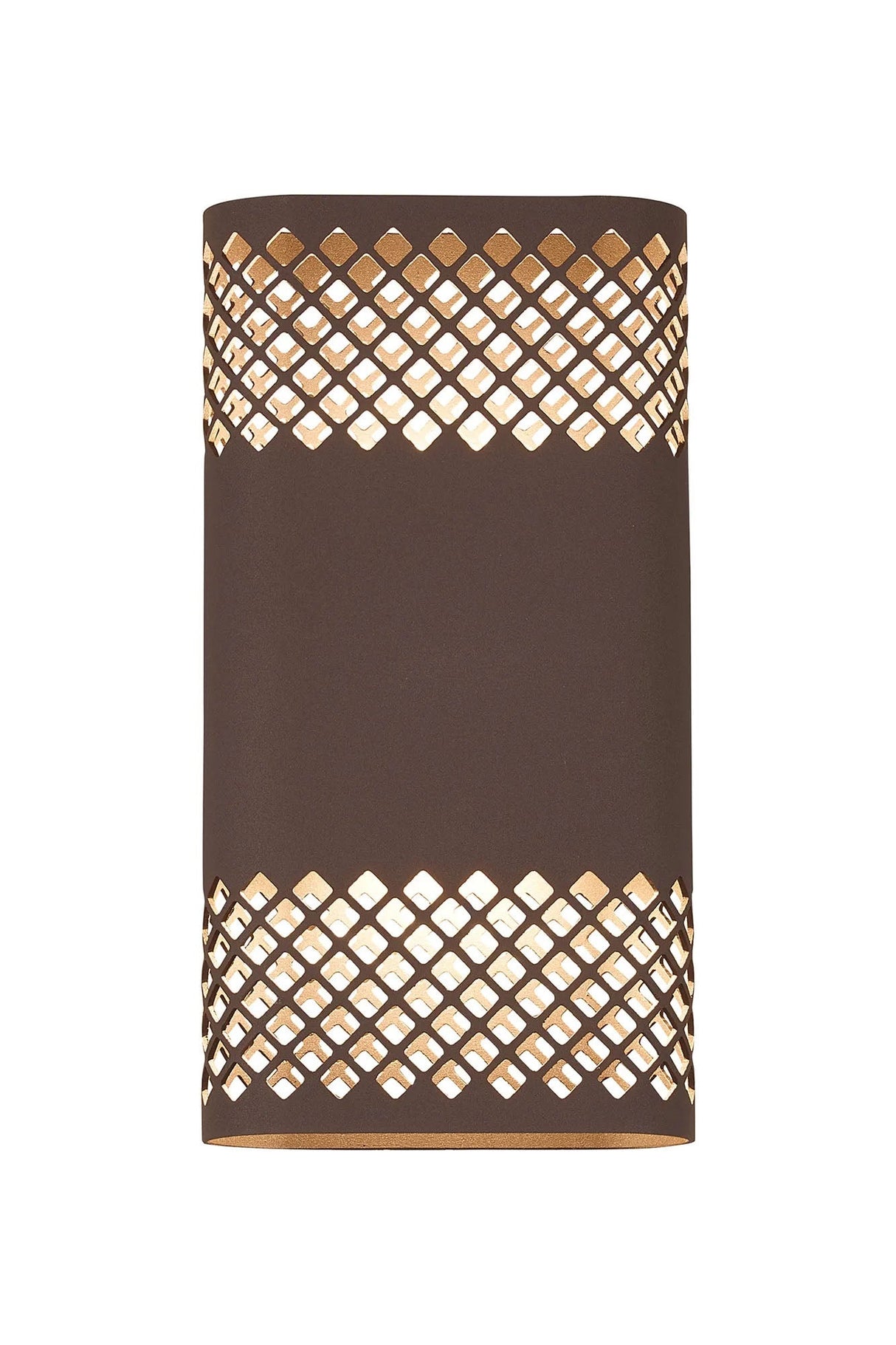 Galloway Wall Lamp With 160 x 305mm Mesh Diamond Pattern Shade, 2 x 6.5W LED, IP65, Cacao