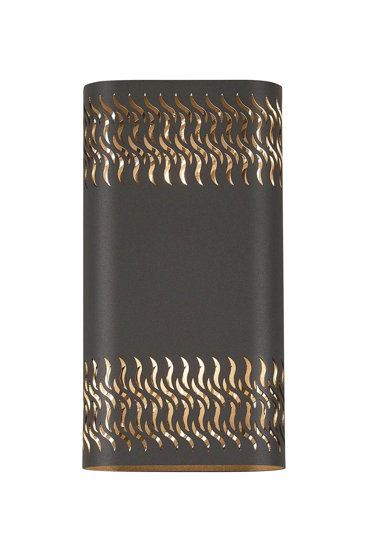 Galloway Wall Lamp With 160 x 305mm Mesh Waves Pattern Shade, 2 x 6.5W LED, IP65, Anthracite