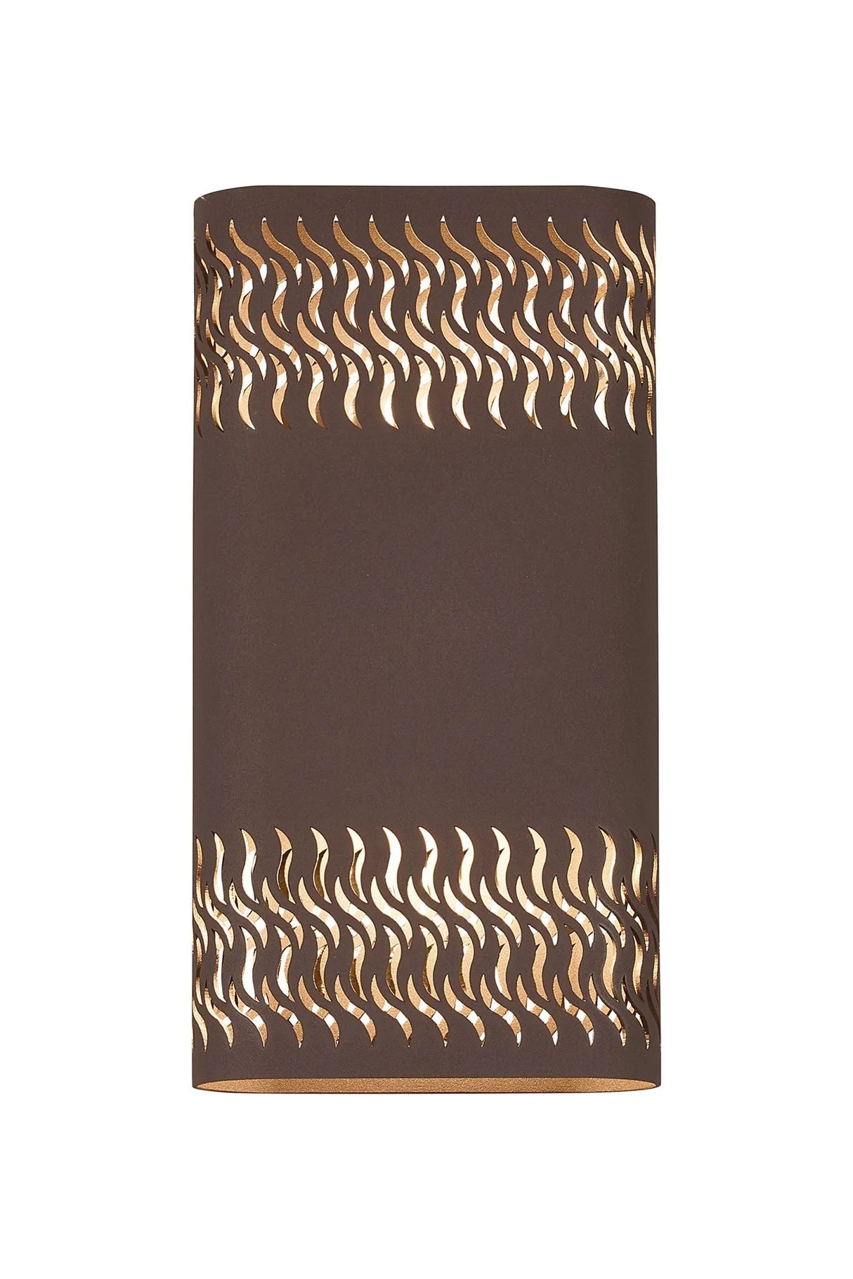 Galloway Wall Lamp With 160 x 305mm Mesh Waves Pattern Shade, 2 x 6.5W LED, IP65, Cacao
