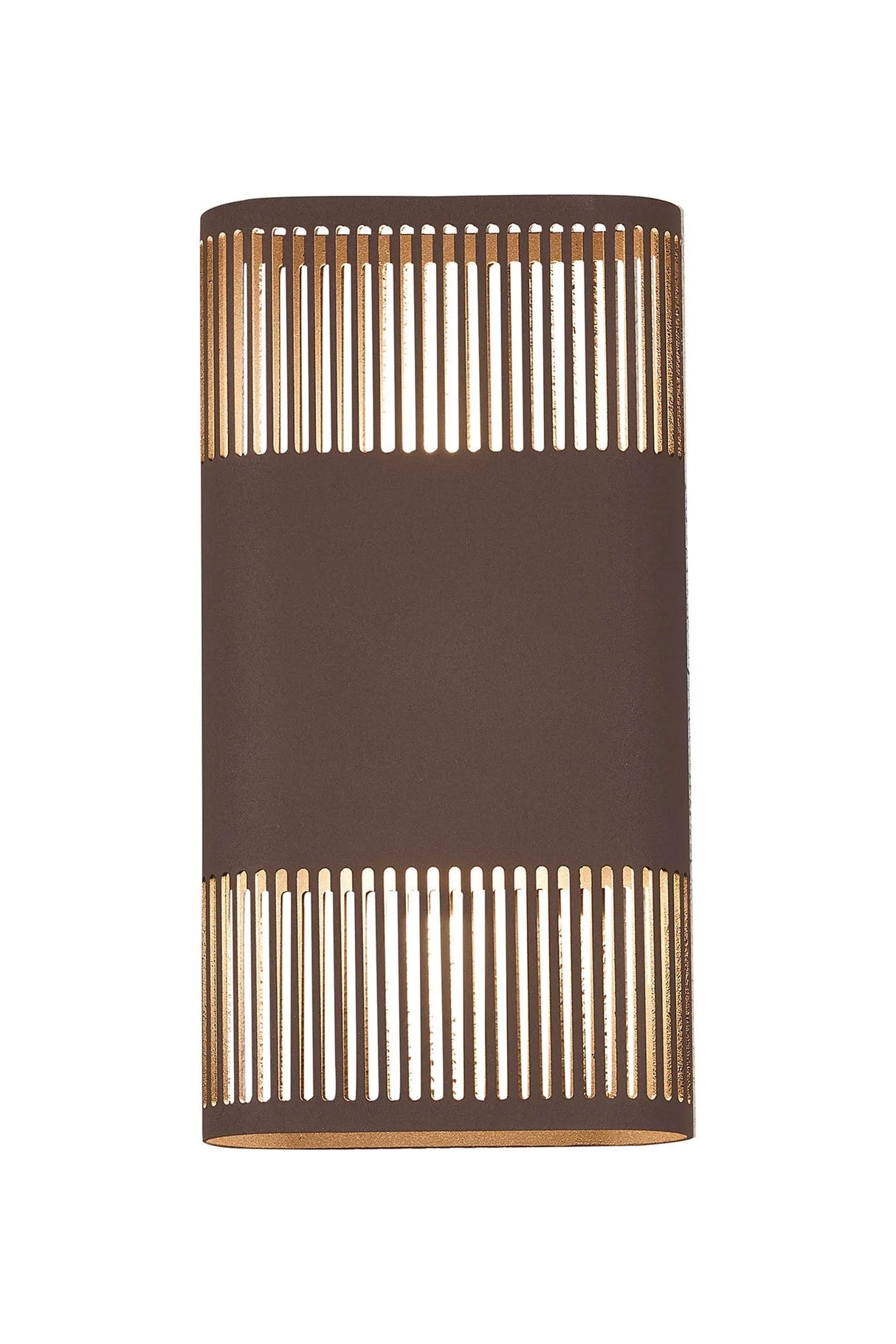 Galloway Wall Lamp With 160 x 305mm Mesh Line Pattern Shade, 2 x 6.5W LED, IP65, Cacao