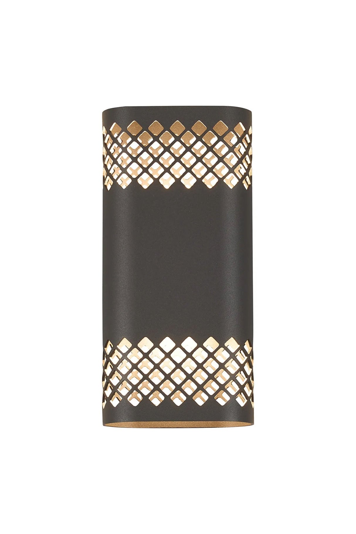 Galloway Wall Lamp With 125 x 260mm Mesh Diamond Pattern Shade, 2 x 6.5W LED, IP65, Anthracite