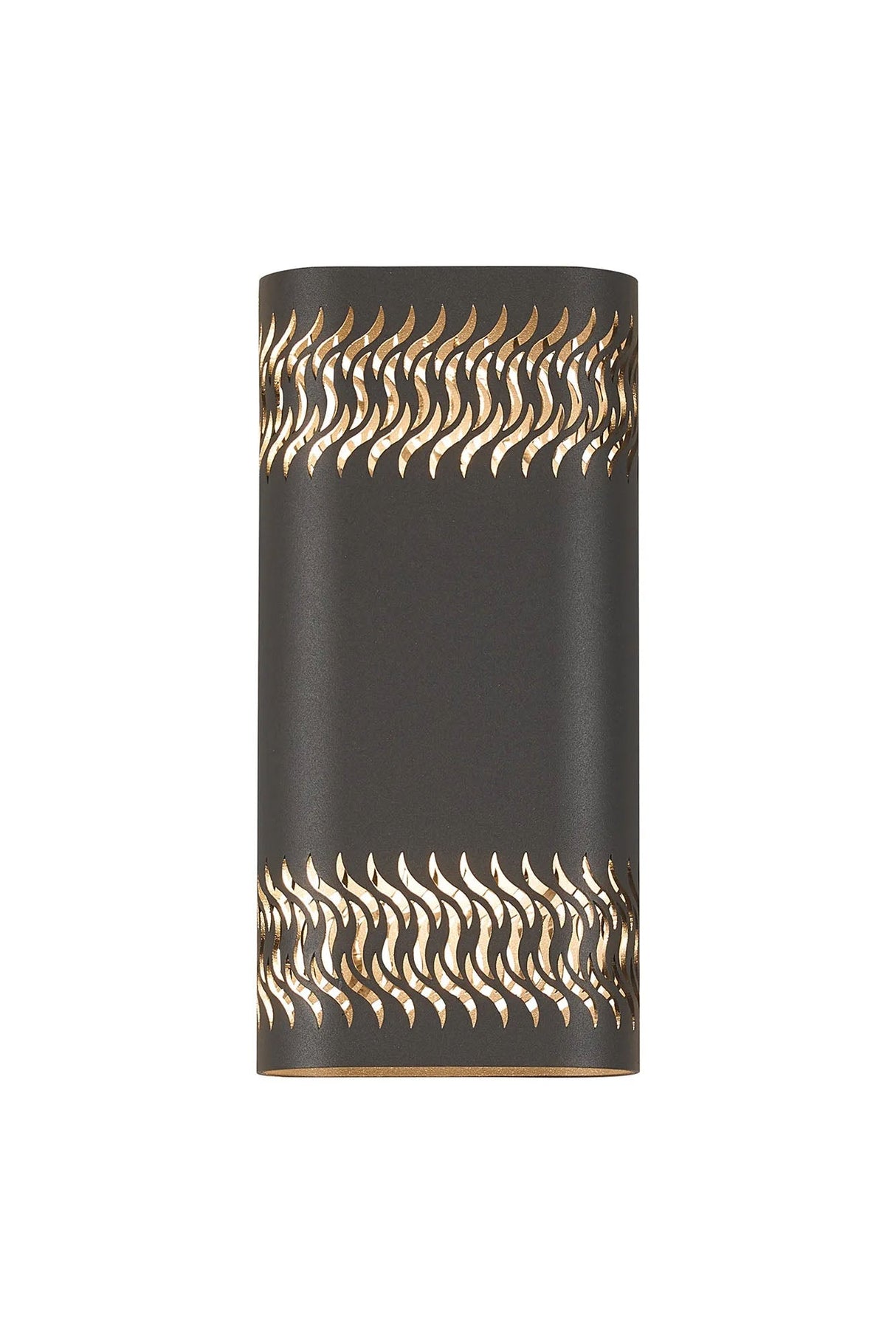 Galloway Wall Lamp With 125 x 260mm Mesh Waves Pattern Shade, 2 x 6.5W LED, IP65, Anthracite