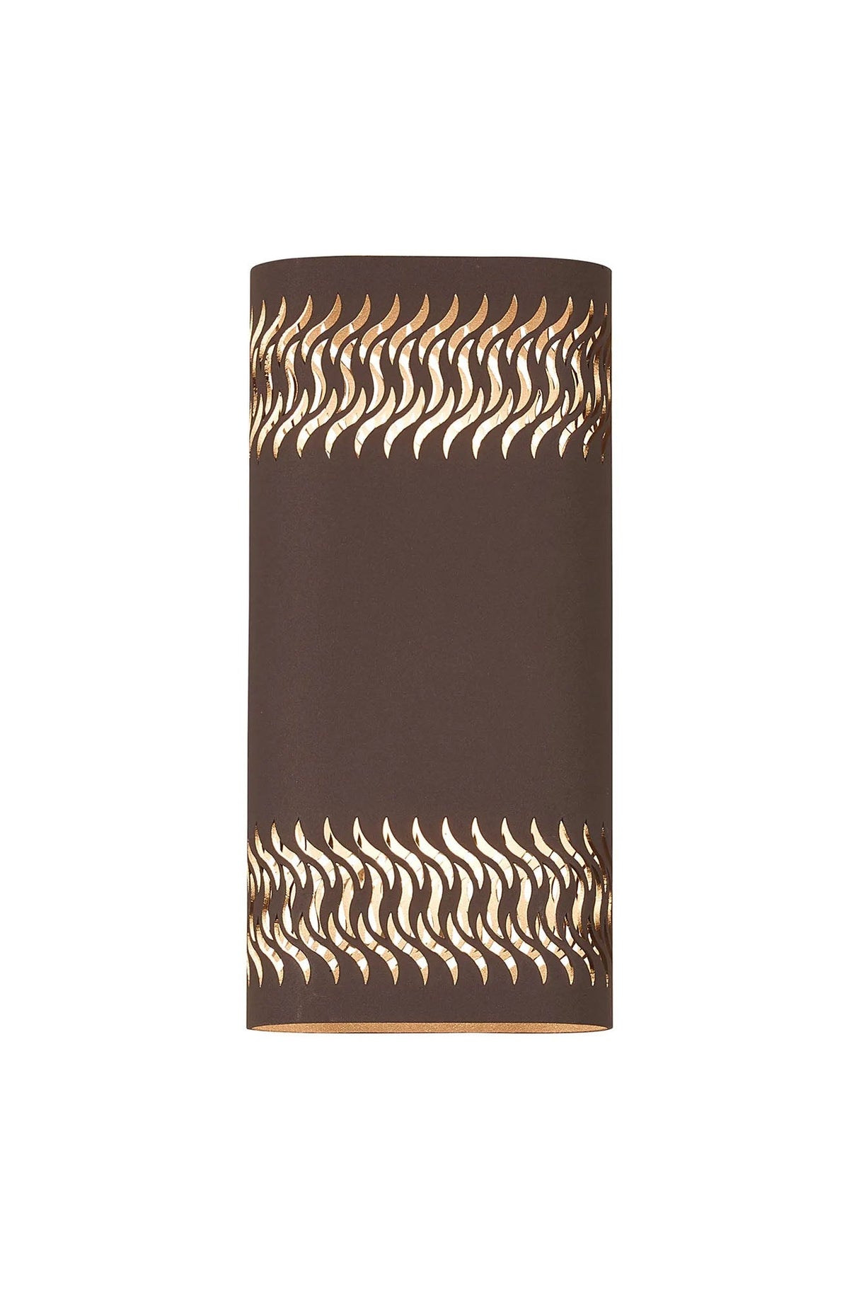 Galloway Wall Lamp With 125 x 260mm Mesh Waves Pattern Shade, 2 x 6.5W LED, IP65, Cacao