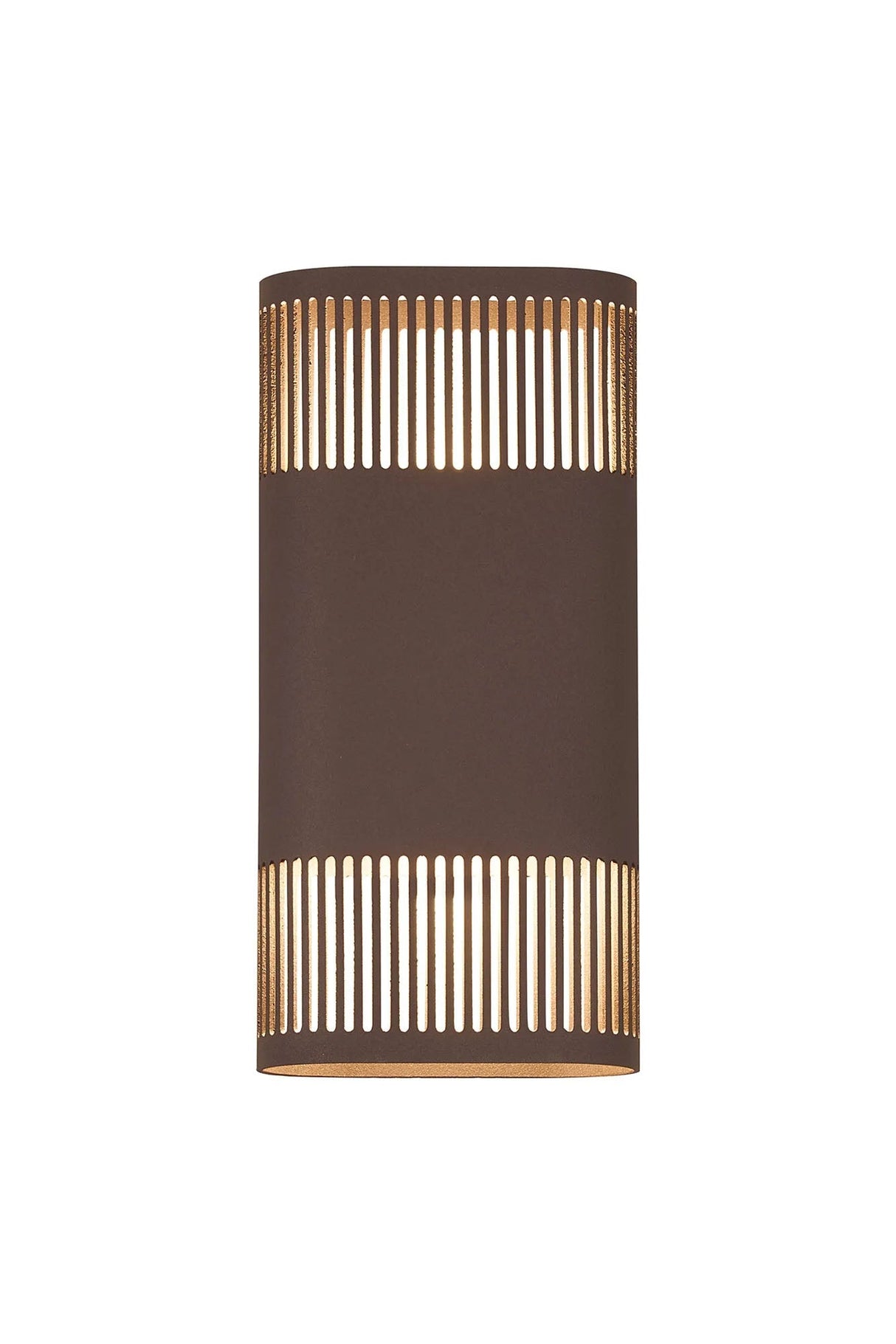 Galloway Wall Lamp With 125 x 260mm Mesh Line Pattern Shade, 2 x 6.5W LED, IP65, Cacao