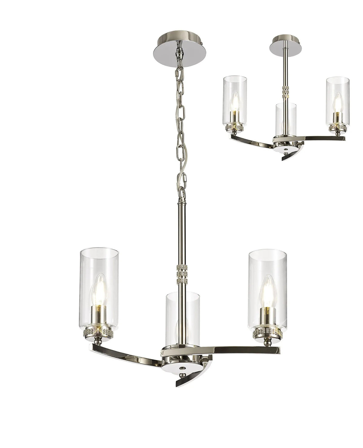 Gates Pendant/Semi Flush, 3 x E14, Polished Nickel