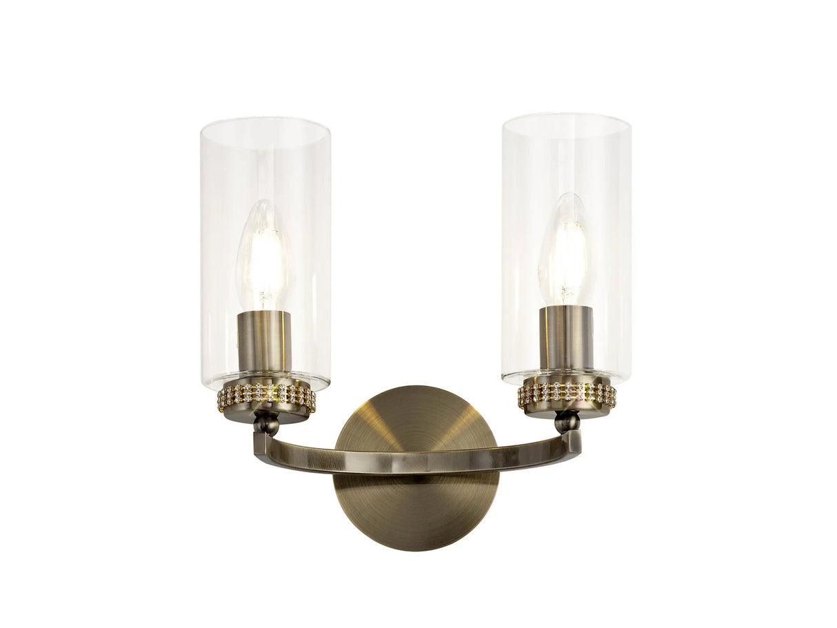 Gates Wall Lamp Switched, 2 x E14, Antique Brass