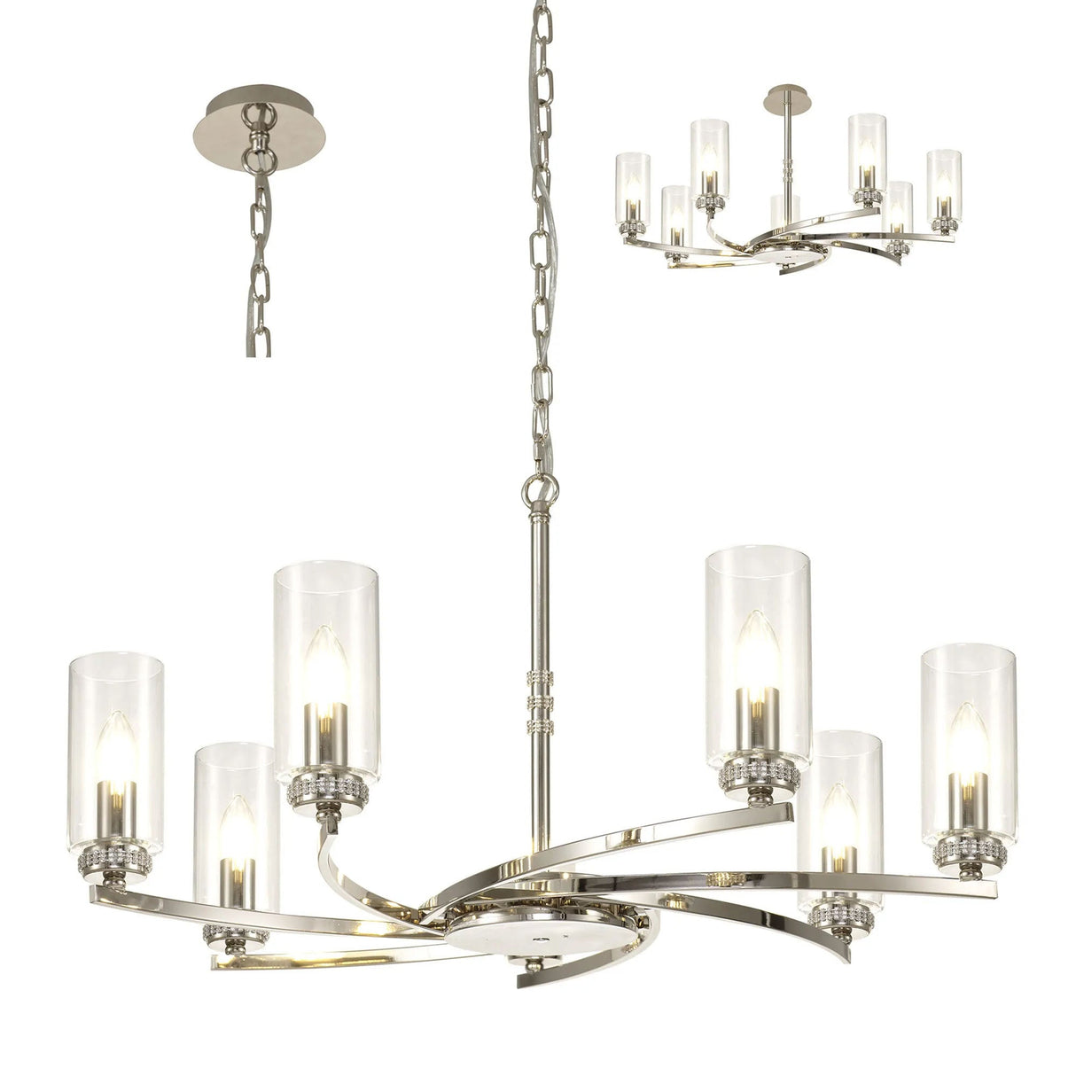 Gates Pendant/Semi Flush, 7 x E14, Polished Nickel
