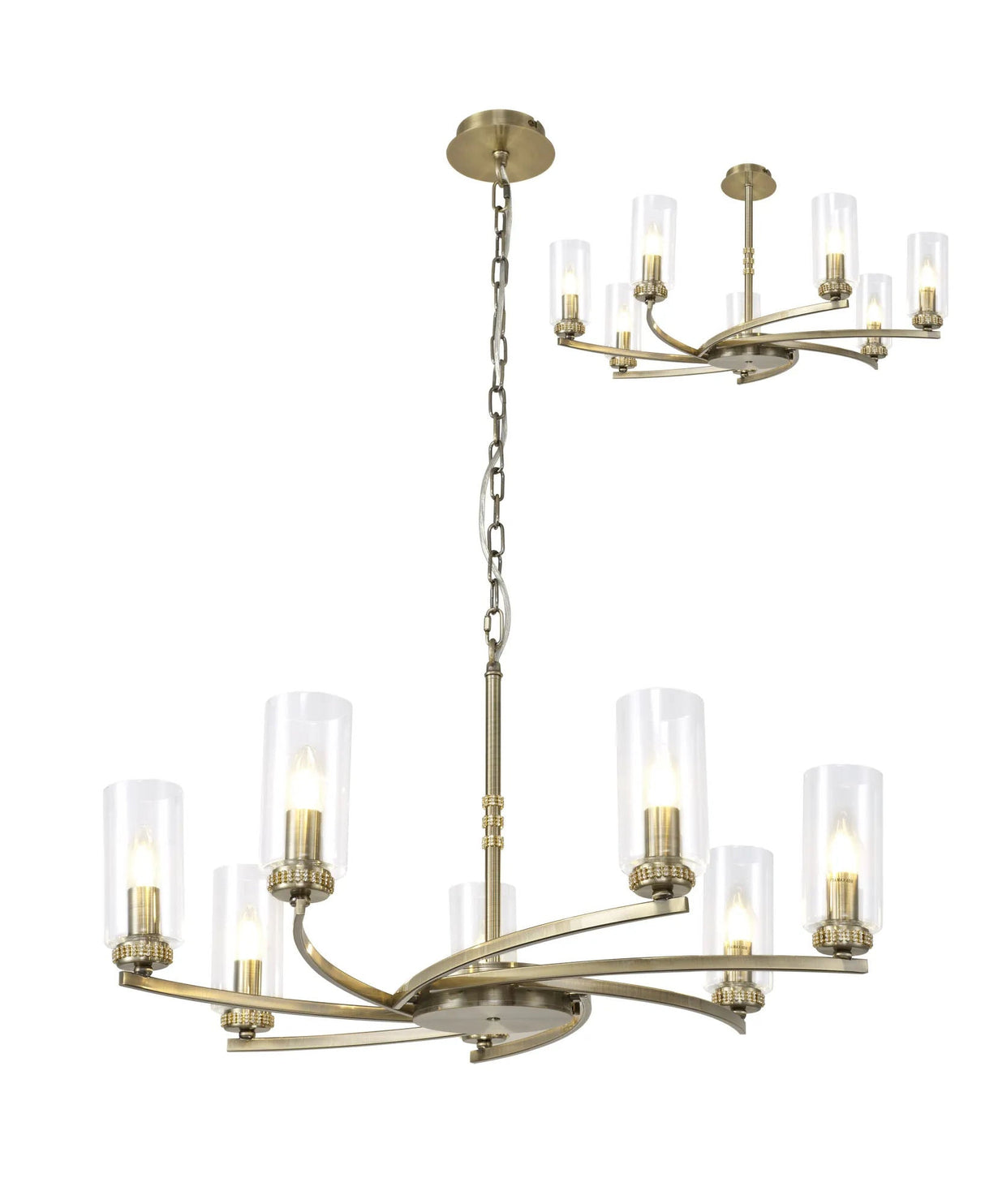 Gates Pendant/Semi Flush, 7 x E14, Antique Brass