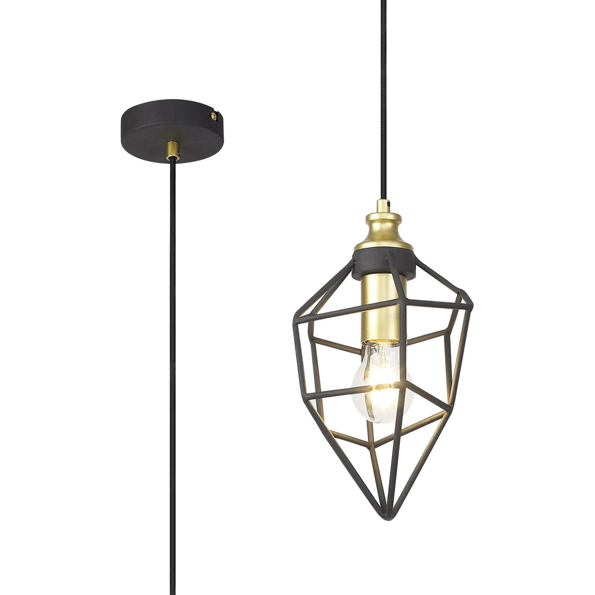 Gaughan Small Pendant, 1 x E27, Painted Gold & Sand Black