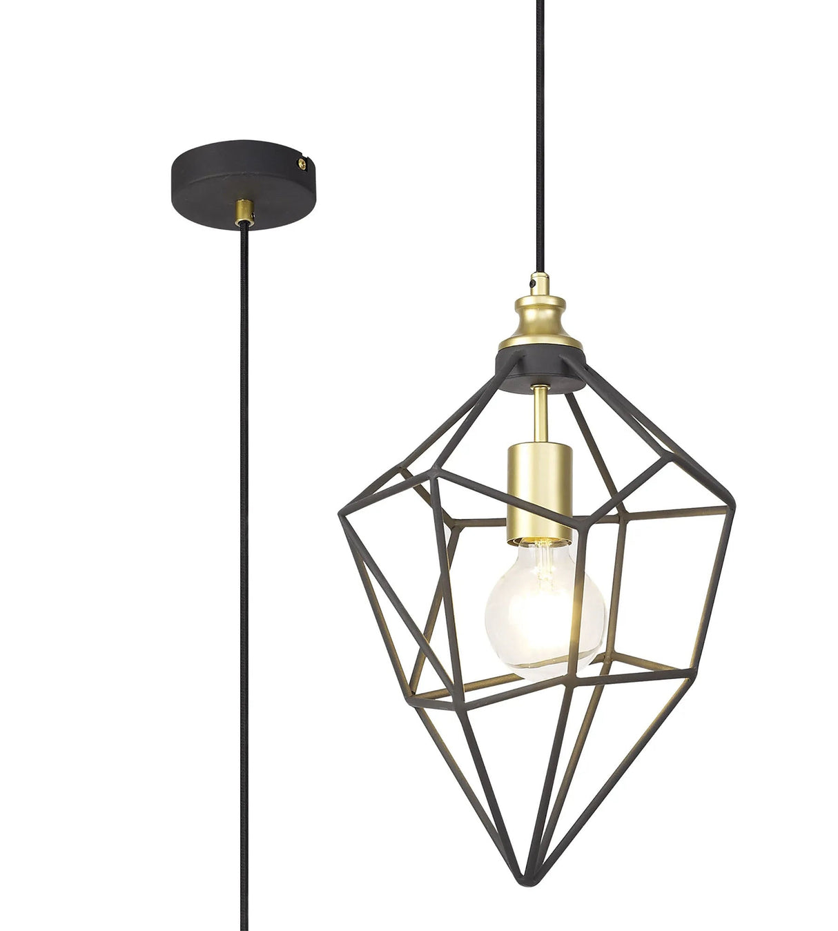 Gaughan Medium Pendant, 1 x E27, Painted Gold & Sand Black