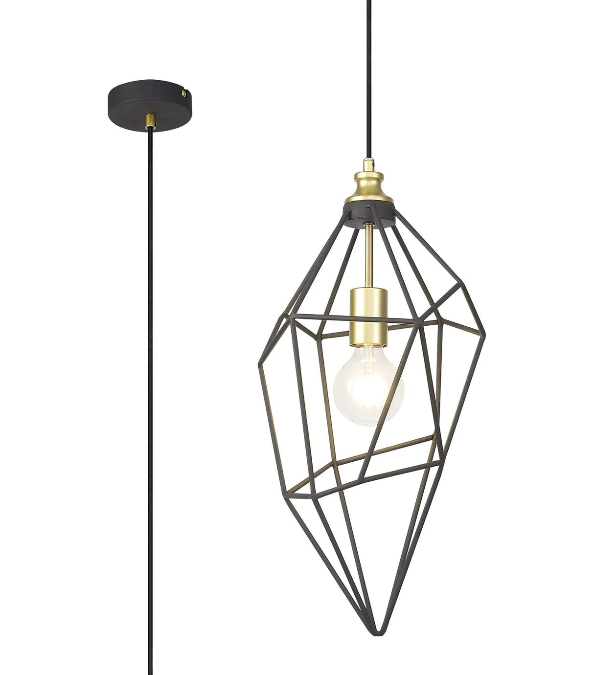 Gaughan Large Pendant, 1 x E27, Painted Gold & Sand Black