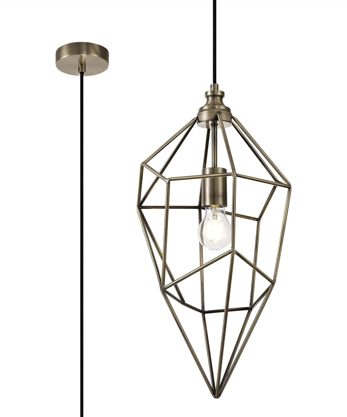 Gaughan Large Pendant, 1 x E27, Antique Brass