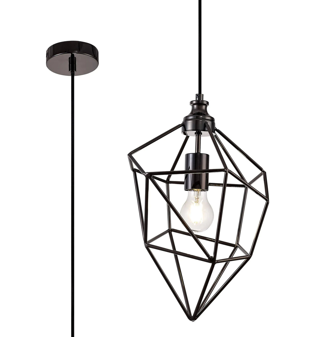Gaughan Medium Pendant, 1 x E27, Black Nickel